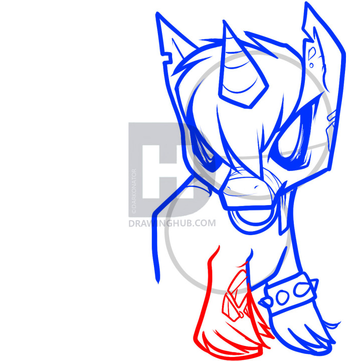 696x720 How To Draw A Zombie Unicorn, Zombie Unicorn, Step