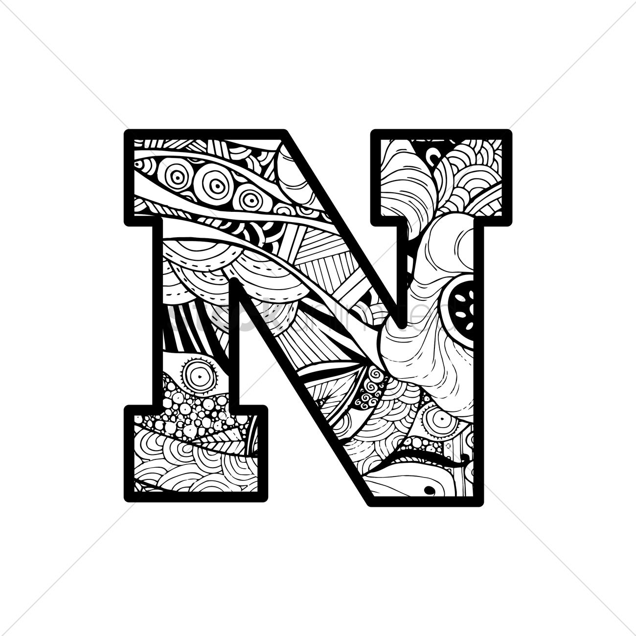 1300x1300 Letter N Vector Image