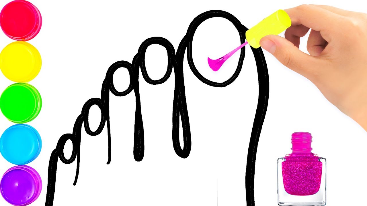 1280x720 Glitter Nail Polish Coloring And Drawing For Kids, Toddlers Kis
