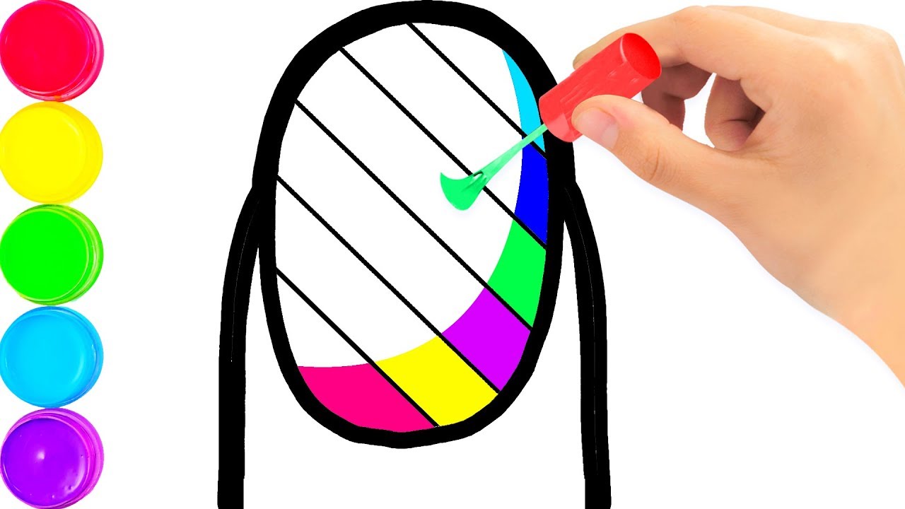 1280x720 Glitter Rainbow Nail Polish Coloring And Drawing For Kids