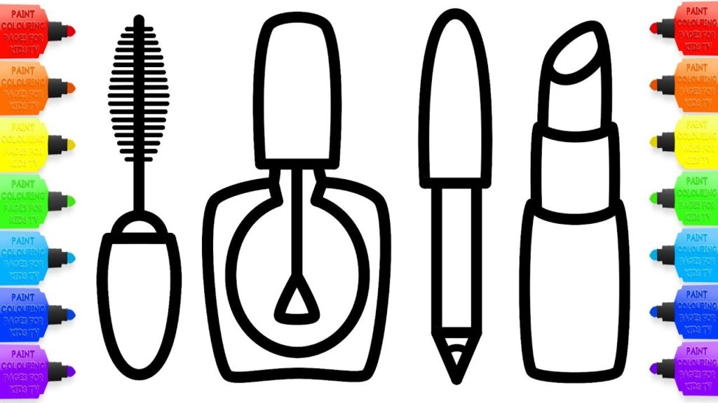 1024x576 How To Draw Lipstick Coloring Book Makeup For Eyes Drawing Nail