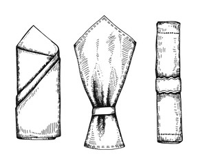 288x240 napkins serving tableware hand drawing vector