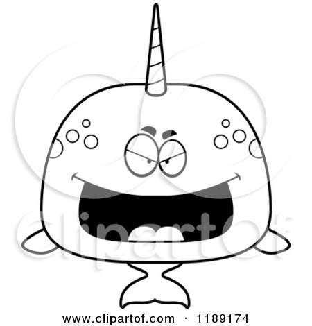 450x470 Cartoon Of A Black And White Grinning Evil Narwhal