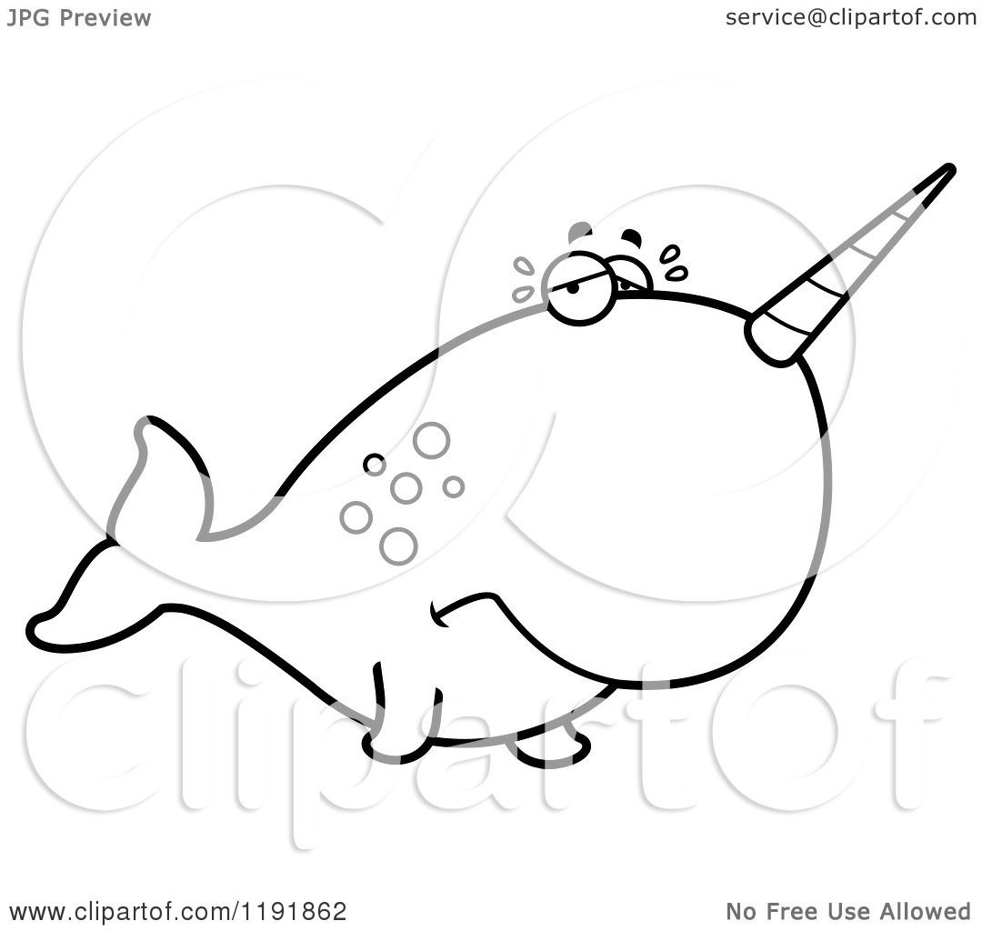 1080x1024 Cartoon Of A Black And White Crying Narwhal