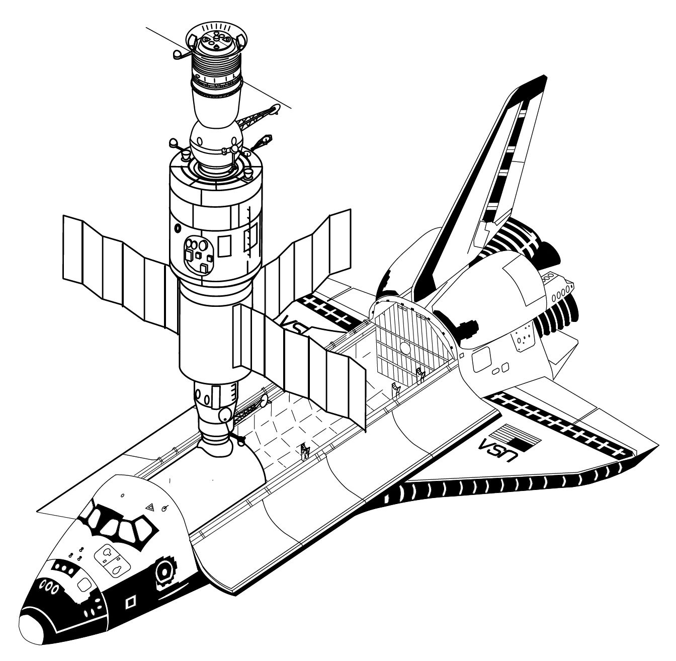 1344x1314 Salyut Space Shuttle Transbordador Espacial, Estacion