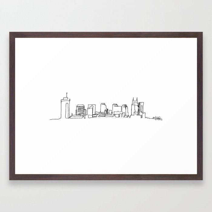 700x700 Nashville Skyline Drawing Framed Art Print