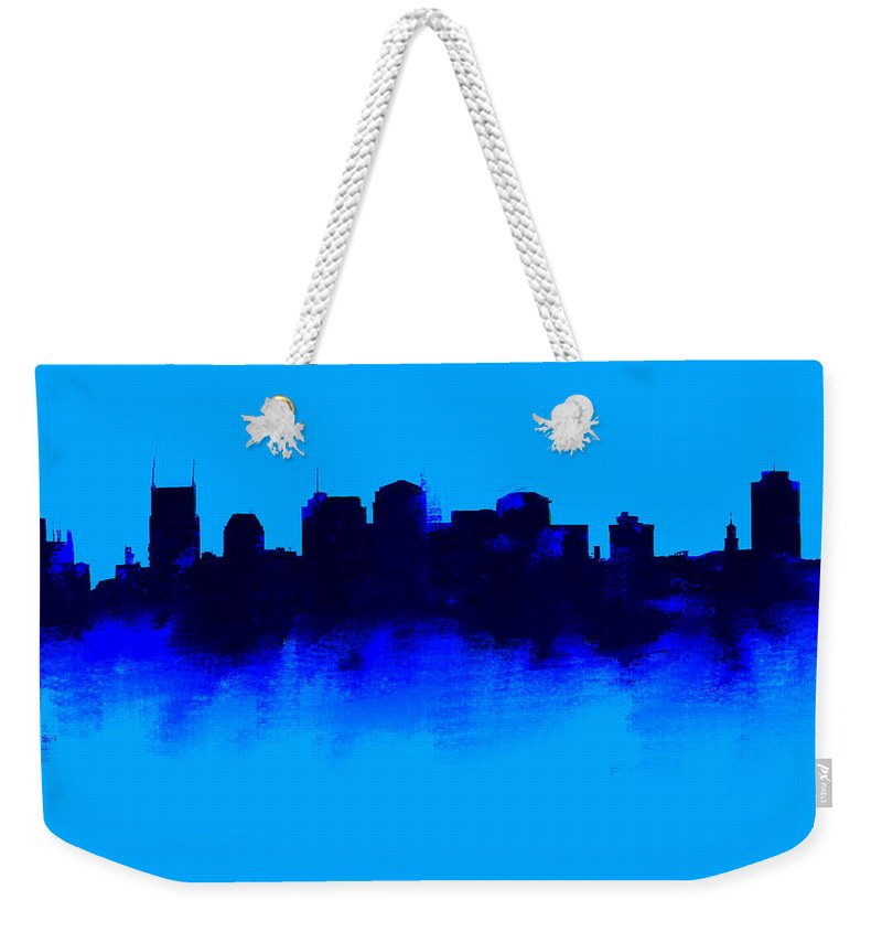 800x845 Nashville Skyline Blue Weekender Tote Bag For Sale