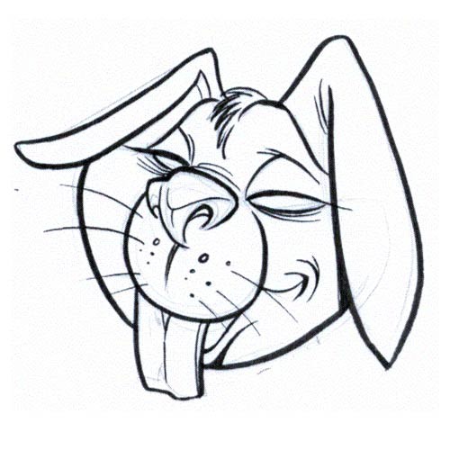 500x500 nasty cartoon uncolored rabbit tattoo design