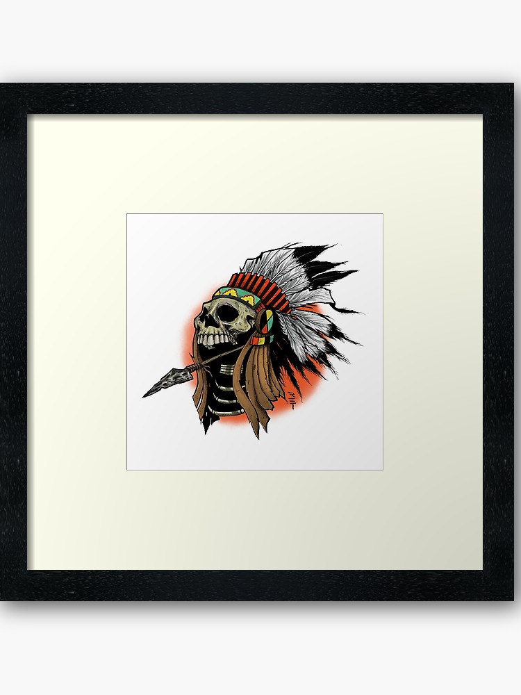 750x1000 Chief, Skull, Arrow, Feathers, Mind Crusher Tattoo, Headdress
