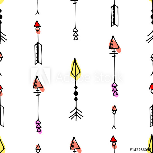 500x500 Tribal Vintage Black Arrows On White Background Seamless Vector