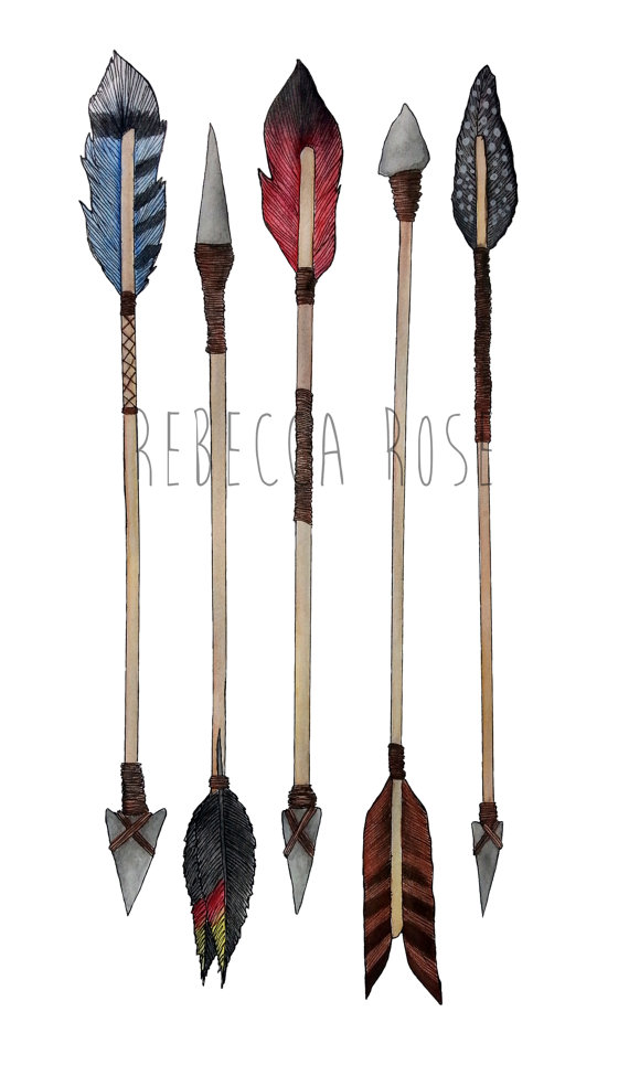 570x965 Watercolor Arrow Print, Fine Art Print, Nature Wall Art, Navy Blue