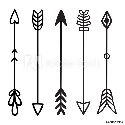 500x500 Black Hand Drawn Doodles Arrows Set Of Hipster Ethnic Tribal