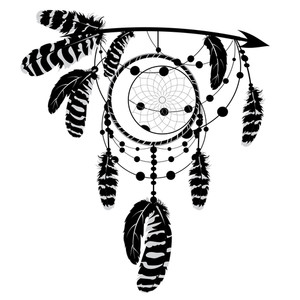 300x300 Boho Style Arrow With Dream Catcher, Stylized Native American