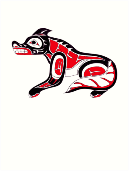 413x549 Pacific Northwest Coast Native American Indian Wolf Totem Art