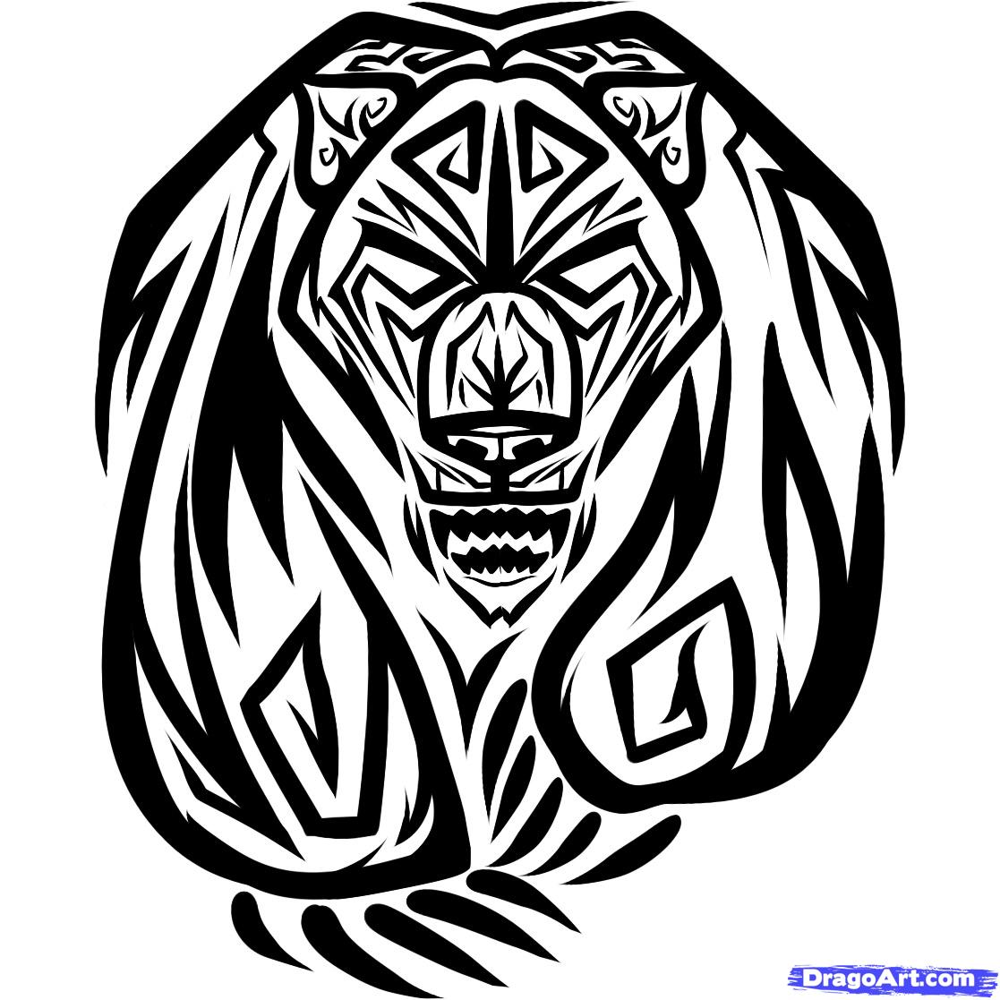 1117x1117 How To Draw A Tribal Bear, Tribal Bear, Step