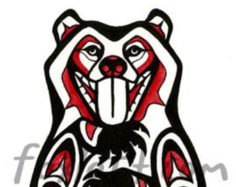 340x270 Mother Bear Painting Print Baby Bear Watercolor Totem Black Etsy