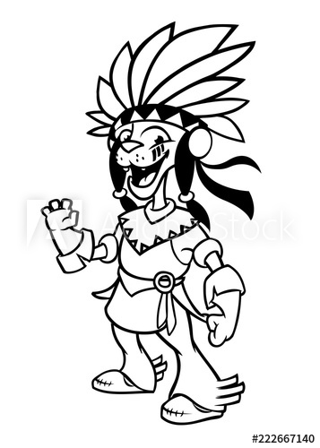357x500 Cartoon Native American Indian Character Illustration Clipart