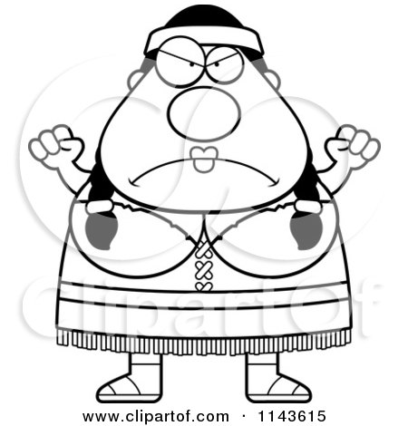 450x470 Cartoon Clipart Of A Black And White Chubby Native American Woman