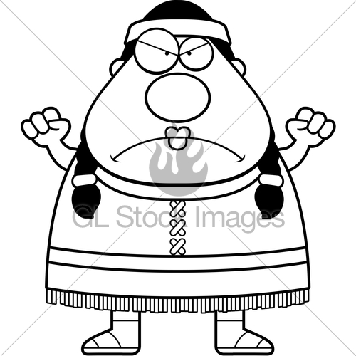 500x500 Cartoon Native American Angry Gl Stock Images