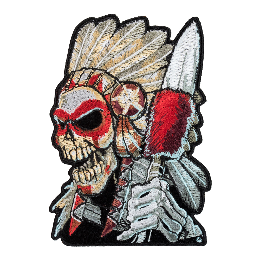1000x1000 Native American Warrior Skull Patch Indian Chief Patches