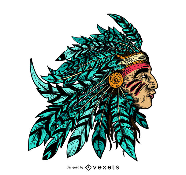 608x570 Native American Chief Illustration