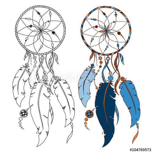 500x500 Dreamcatcher, Feathers And Beads Native American Indian Dream C