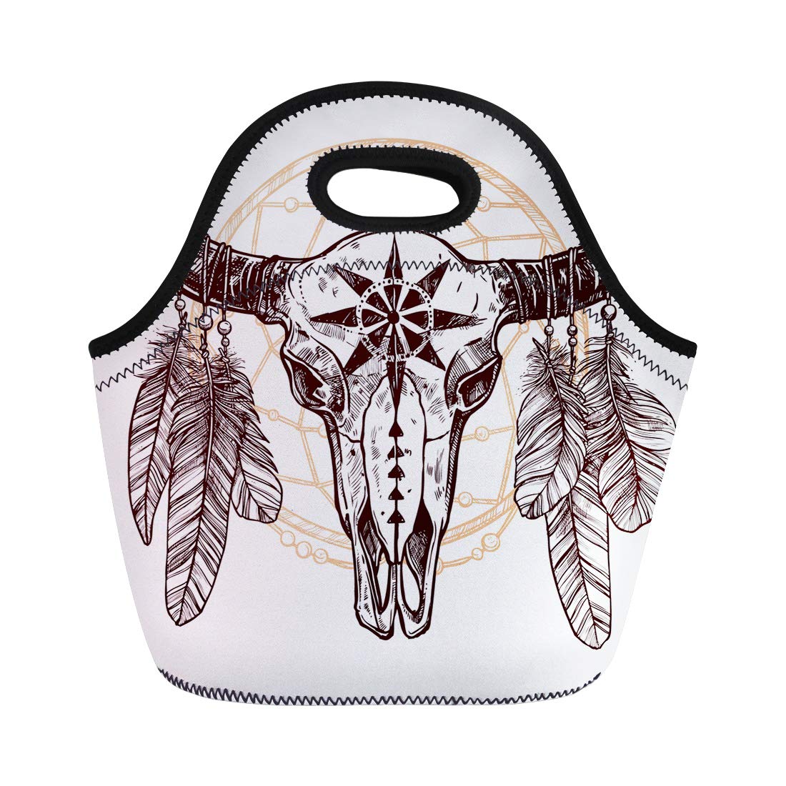 1100x1100 Semtomn Neoprene Lunch Tote Bag Cow Buffalo Skull