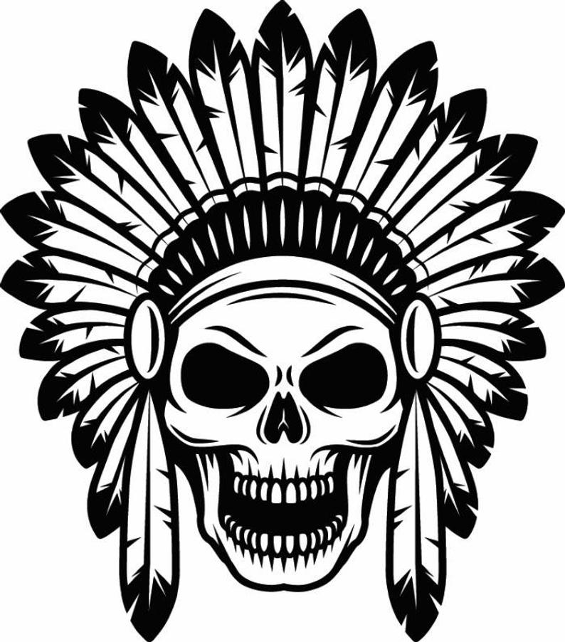 794x902 Indian Skull Native American Warrior Headdress Feather Etsy
