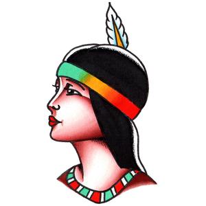 300x300 Native American Woman American Traditional Temporary Tattoo