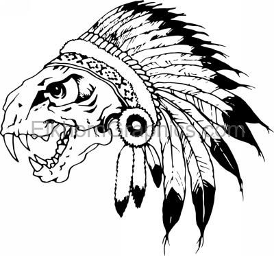400x373 Native American Skull Headdress Sticker
