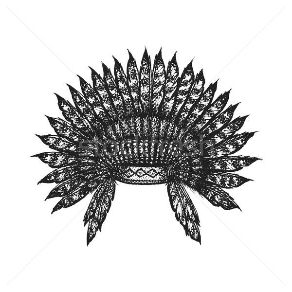 600x600 Hand Drawn Indian Headdress Vintage Illustration Vector