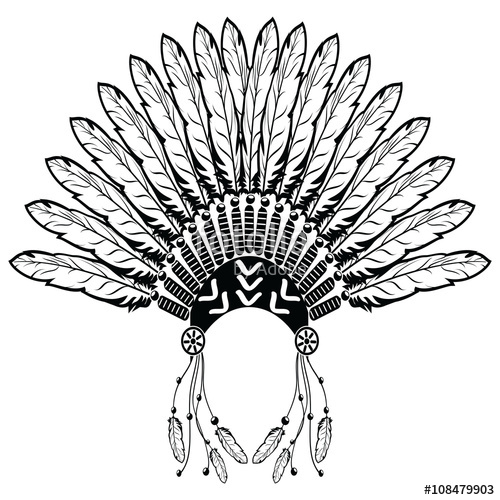 Coloring Native American Headdress Women Coloring Pages