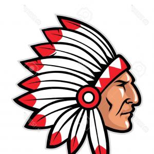 300x300 Native American Indian Apache Skull With Feather Headdress Vector