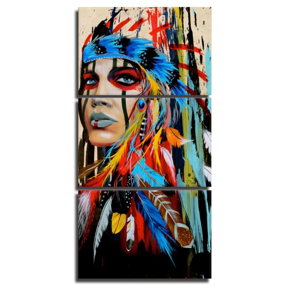 1024x1024 Native American Indian Canvas Wall Art Paintings Woman