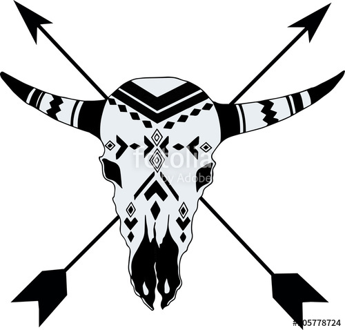 500x478 Hand Drawn Buffalo Skull Native American Totem Stock Image