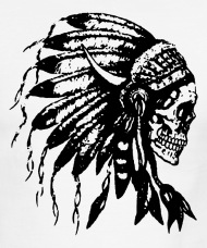 190x228 Headdress Skull Native American Feathers Indian Tr Men's Ringer T