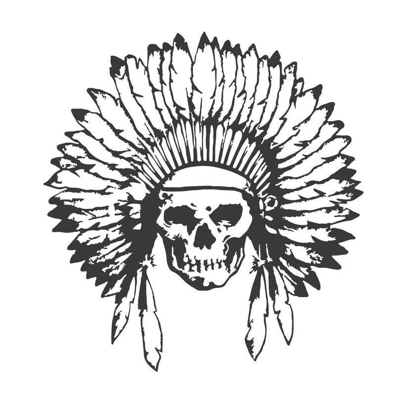 794x794 Indian Skull With Headdress Decal Sticker Native American Etsy
