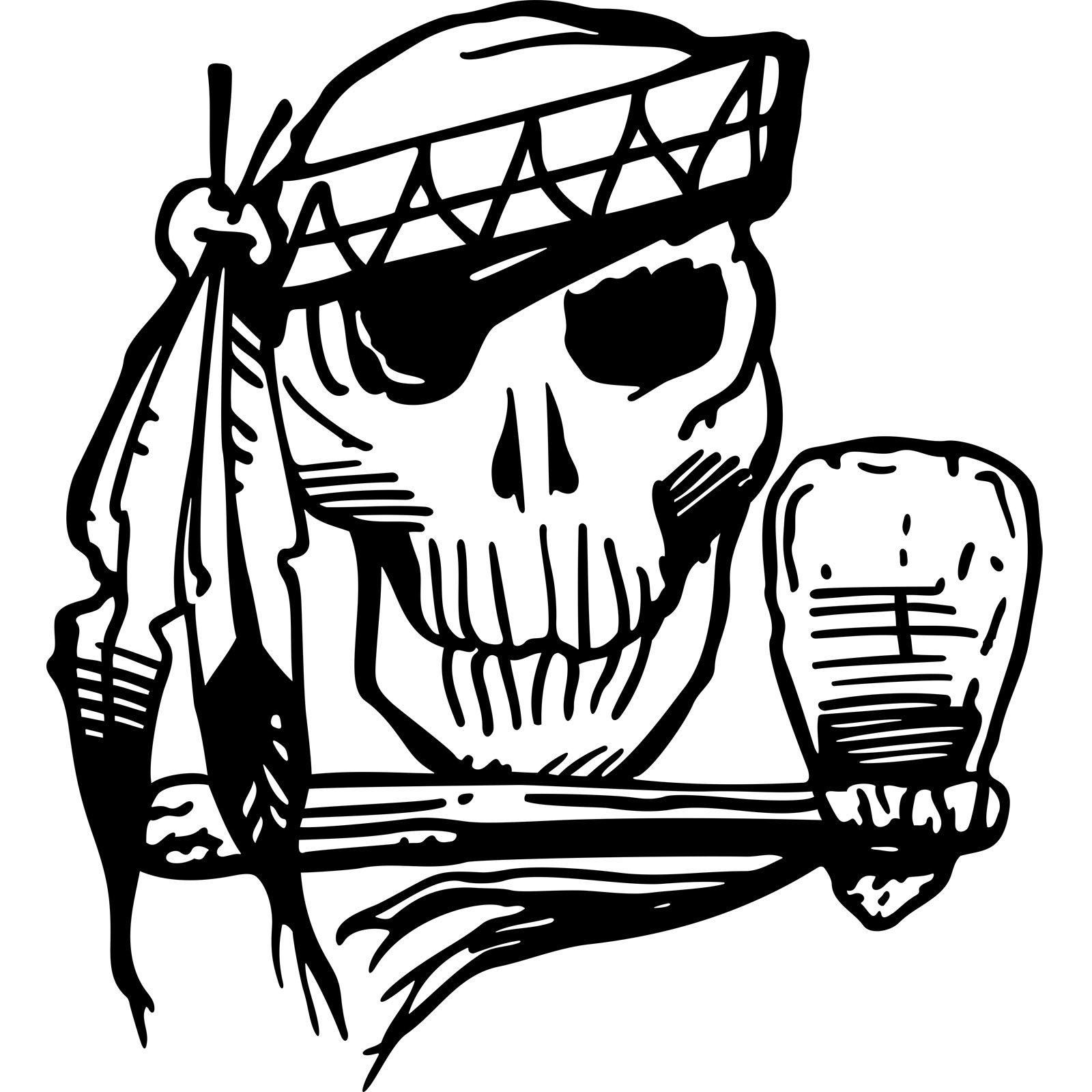 1600x1600 Native American Indian Skull And Hattchet Wall Sticker Decal