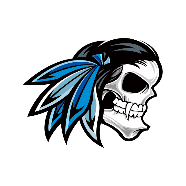 600x600 Printed Vinyl Native American Warrior Skull Stickers Factory