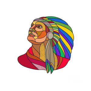 300x300 Native American Indian Chief Headdress Drawing Digital Art