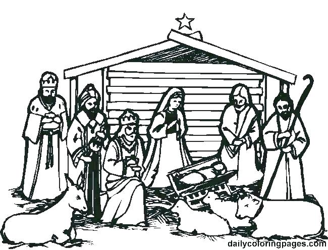 650x495 Nativity Coloring Pictures Nativity Coloring Pages Hand Drawing