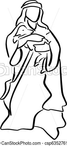 216x470 Shepherd Holding A Sheep In Nativity Scene Vector Illustration