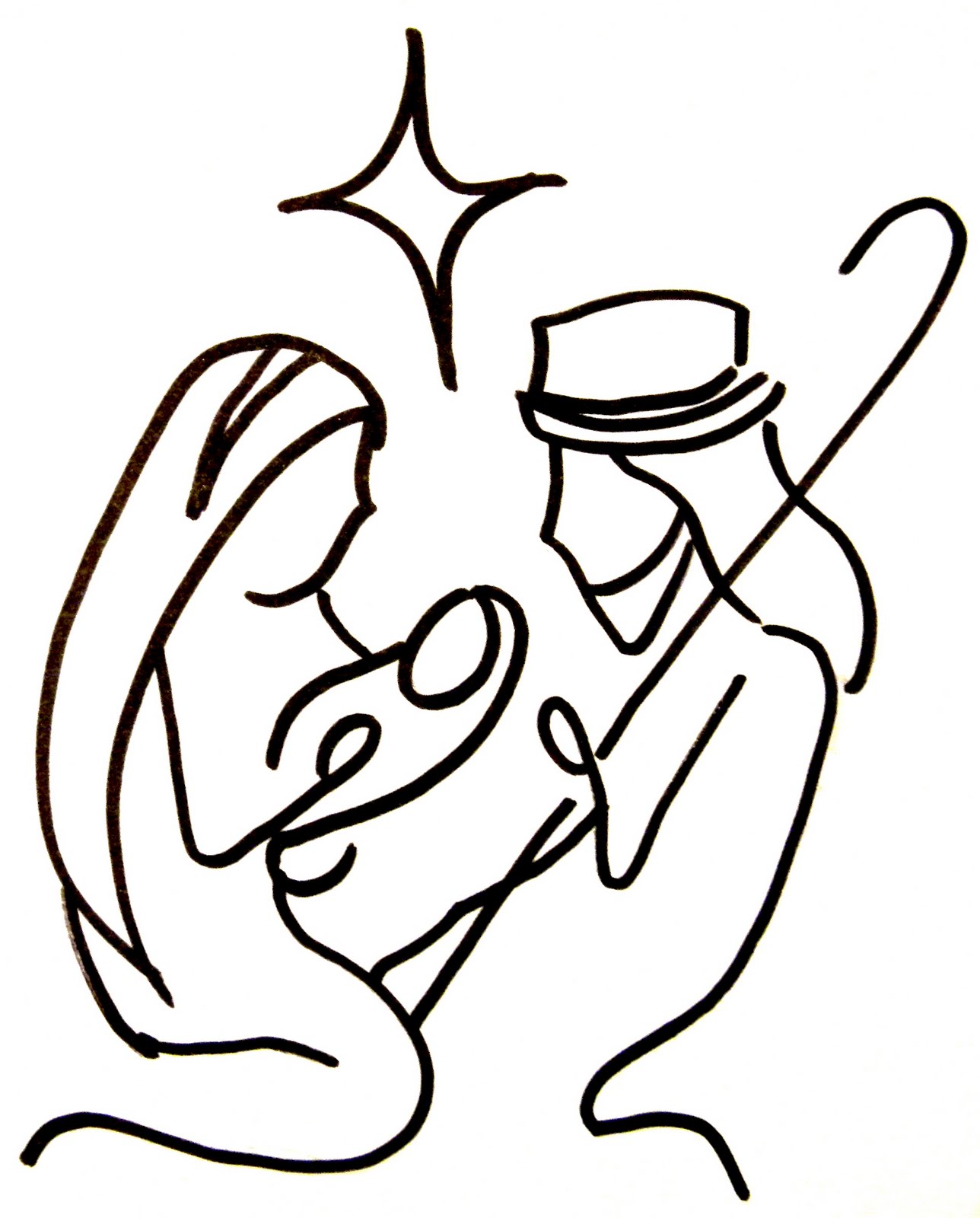 1288x1600 Collection Of 'nativity Line Drawing' Download More Than