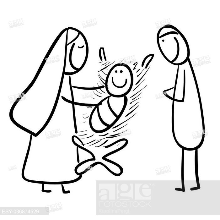 701x700 Hand Drawn Illustration With Nativity Scene Stock Photos