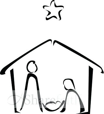 354x388 Simple Nativity Scene With Stand Clipart