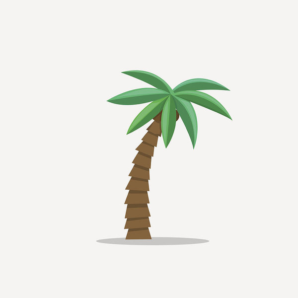 600x600 Palm Trees In Cartoon Style Isolated On White Background Vector