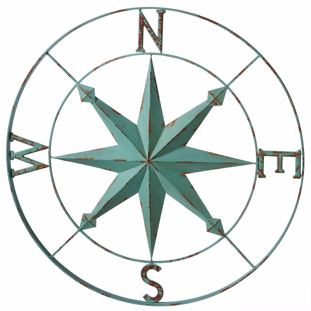 1000x1000 Nautical Aqua Blue Wall Art Rose Compass In Mellow Monkey