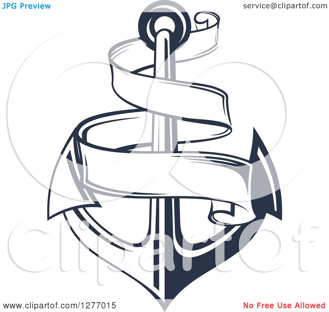 1080x1024 Clipart Of A Navy Blue Nautical Anchor And Banner
