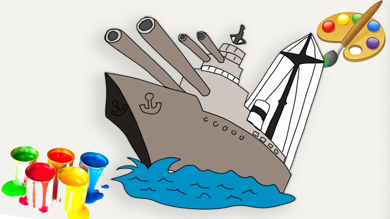 1280x720 How To Draw A Ship Battleship Drawing Draw A Navy Ship Draw