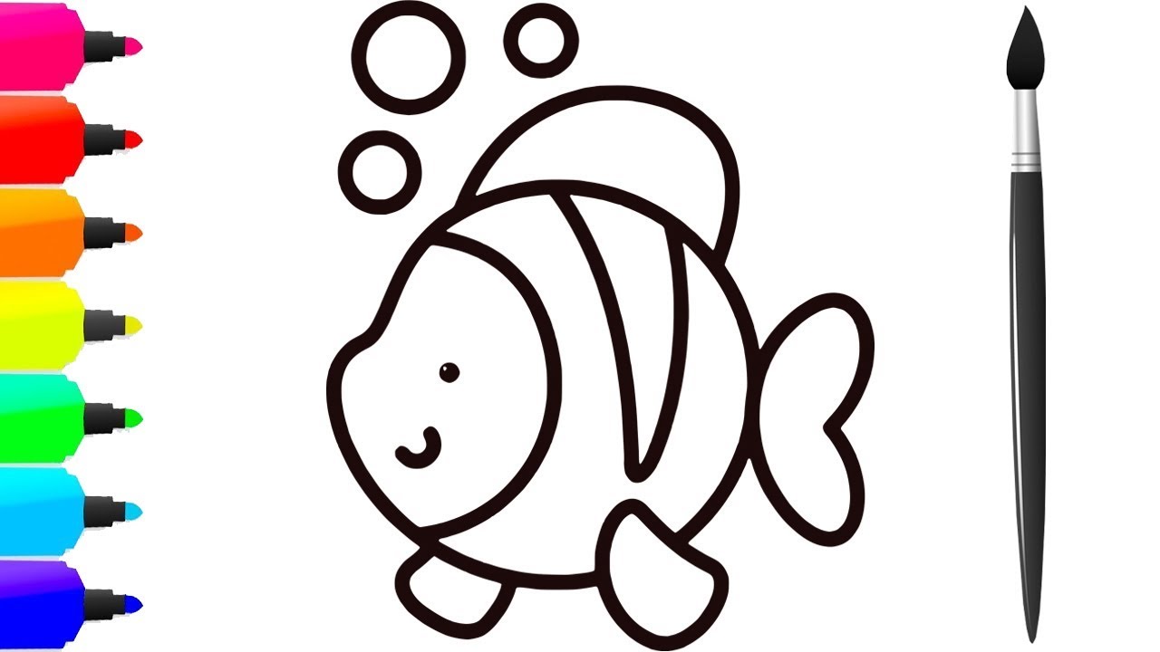 1280x720 How To Drawing And Coloring Fish Easy For Kids, Toddlers Khmer